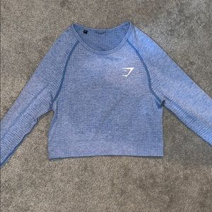 NWOT Gymshark Light Blue Long Sleeve Crop Small